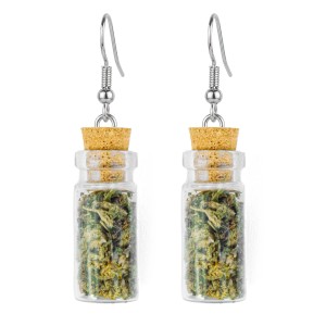 Kolczyki Buteleczki Emilia z Kwiatem Prezent Susz CBD LIMITED EDITION